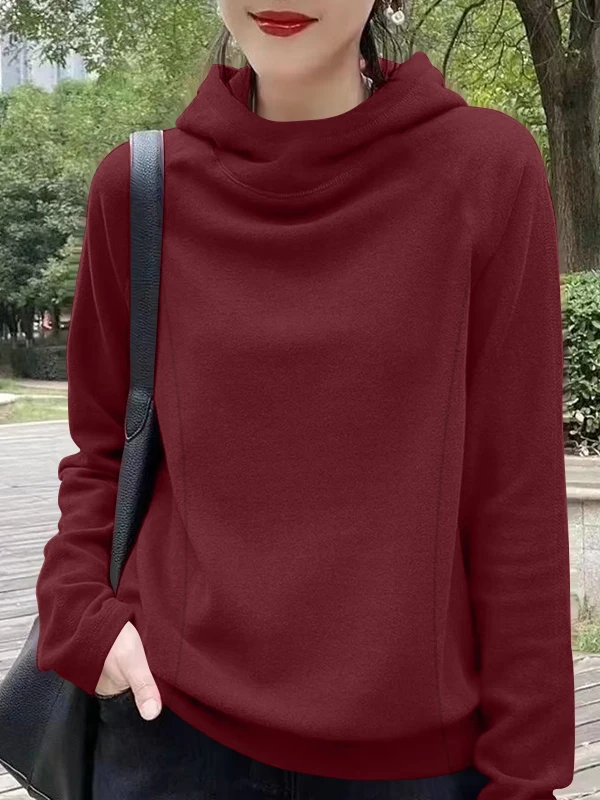 Ladies Large Size Hooded Long Sve Sweatirt Double Sided Thiened Warm Top Faionable Versatile Autumn Winter New Arrival