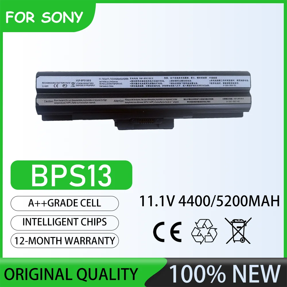 Batería para portátil BPS13 de 11,1 V y 5200 mAh para SONY VGN-CS11Z/R VAIO VGN-CS11S/P VAIO VGN-CS11S/Q VAIO VGN-CS11S/W VAIO