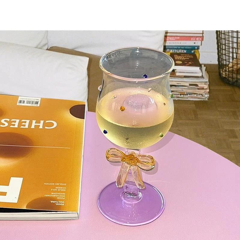 Duoduo bow goblet cute creative glass wine glass girls gift ins