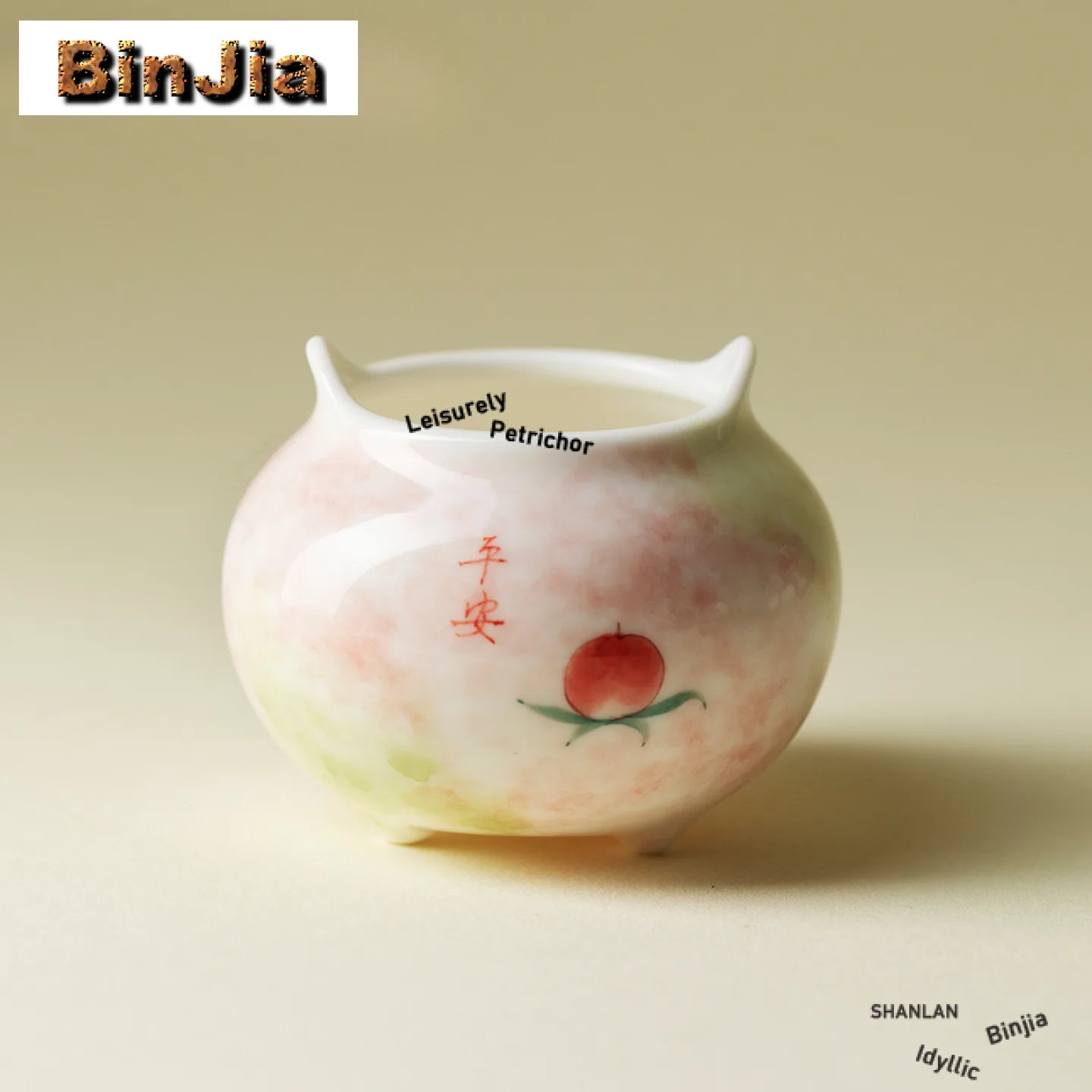 Hand-painted Peach Three-legged Incense Holder Zen Garden Incense Burners Consecrate Censer Cafes Accessories Ornaments Supplies
