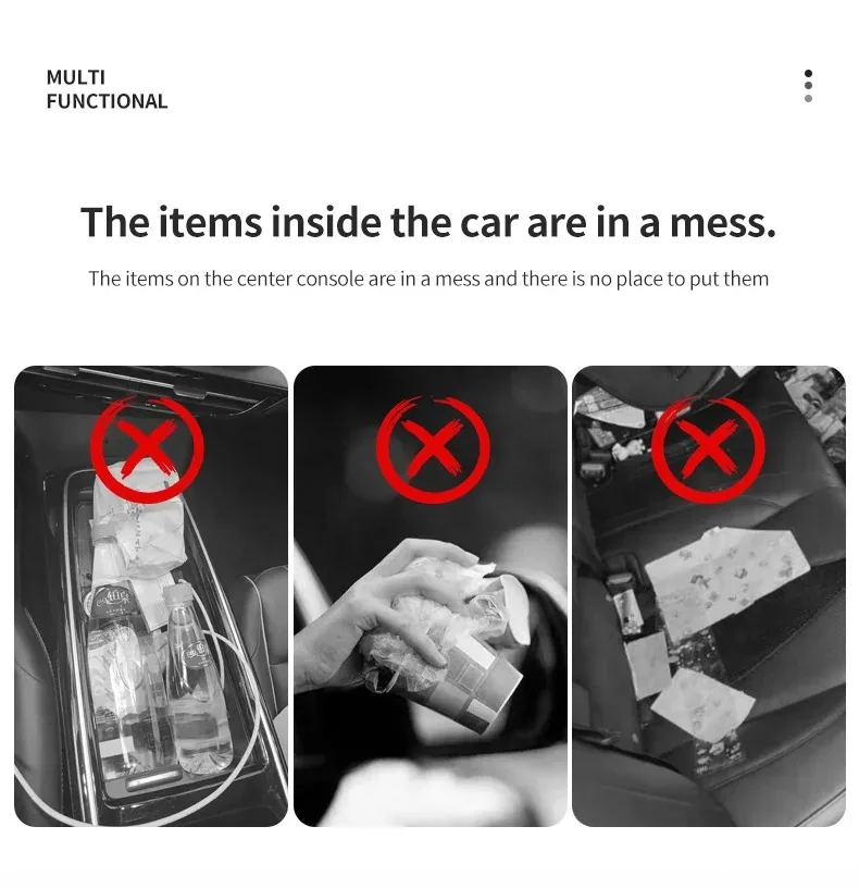 Multifunktionaler Auto-Mülleimer mit Deckelknopf, wasserdichter hängender Aufbewahrungsbehälter für Nass- und Trockenabfälle, Auto-Innenraum-Organizer-Box – Detail 3