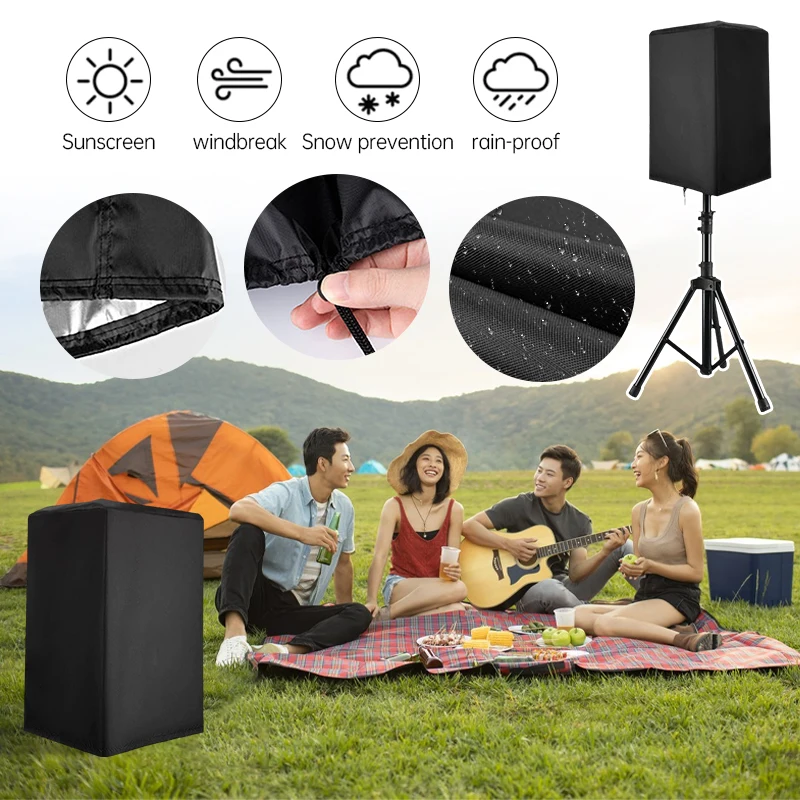 Waterproof Polyester PA/DJ Speaker Stand Covers UV Protection Dustproof Outdoor Cover for 15 Inch Powered 210D Oxford Cloth