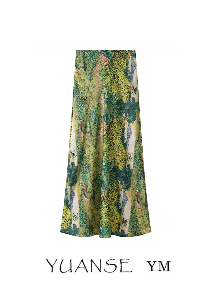 

YUANSE Vintage Floral High Waist Skirt Women's Summer Fashion Slimming Versatile Bodycon Fish Tail Skirt A-Line Skirt