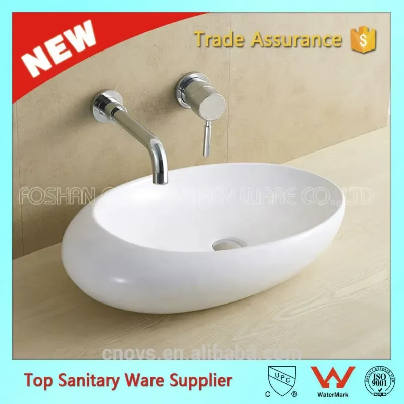 Modern White Ceramic Countertop Wash Basin Round Bathroom Sink Vessel Bowl for Home Hotel Decoration High Quality Sanitary