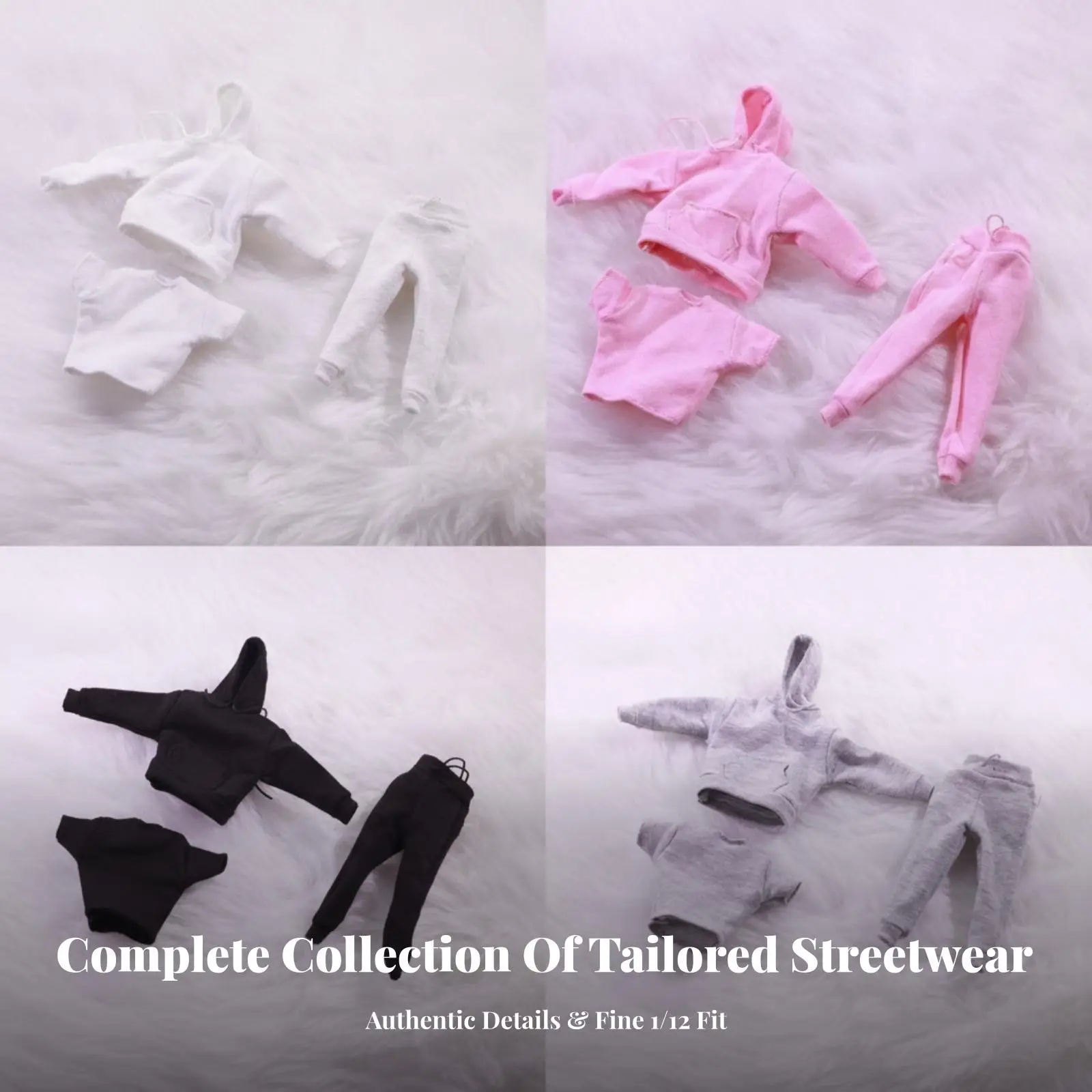 Doll Hoodie Outfit Set for 15cm Figures Cotton Street Style Clothes with Drawstring Waist Pants