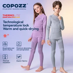 COPOZZ, conjuntos de ropa interior térmica de esquí de invierno para niños, ropa interior térmica transpirable cálida para niños y niñas, ropa interior térmica para niños