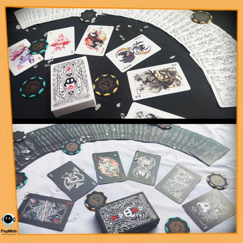 Hollow Knight Fan Art Черно-белые карты Покерная колода Набор игр Коллекционный подарок для фанатов Игра на день рождения Ночное путешествие Развлечения