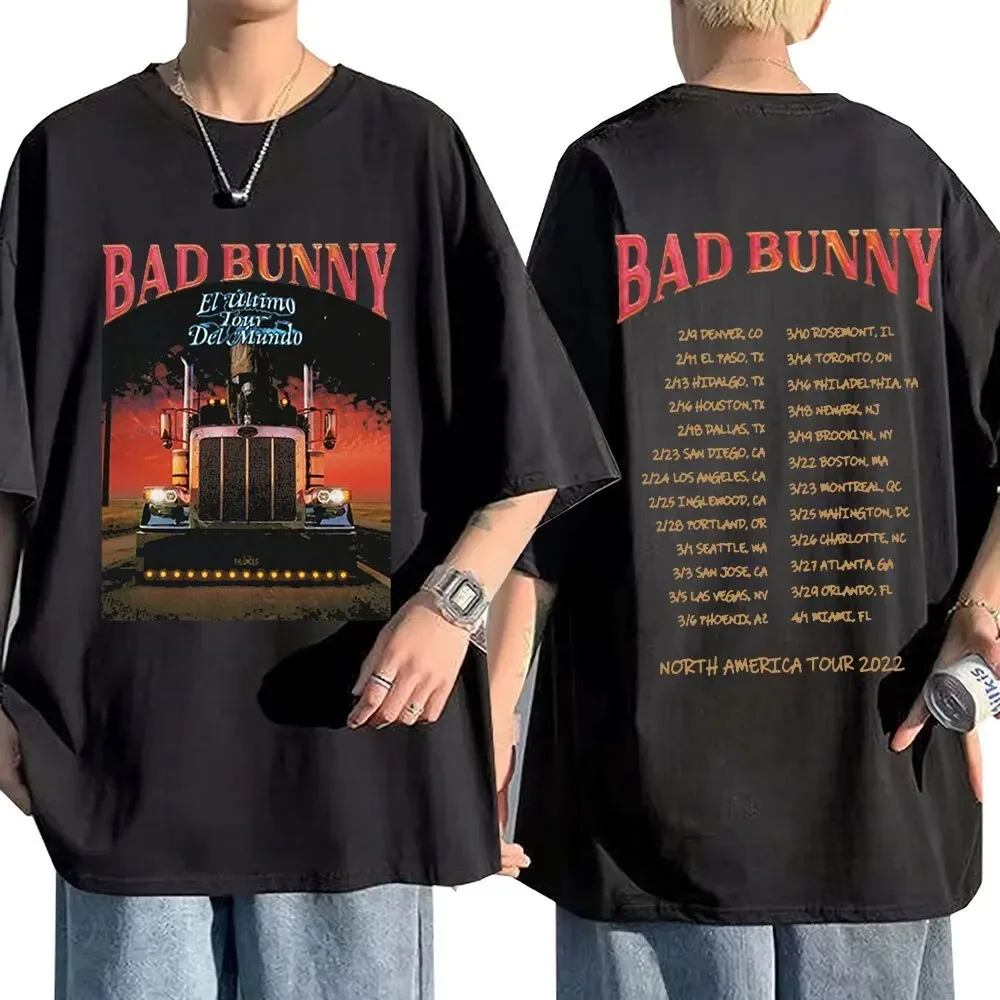 2024 Bad Bunny El Ulitimo Tour Del Mundo Tour North American Tour Double-sided Print Tshirt Hip Hop Streetwear Oversized T-shirt