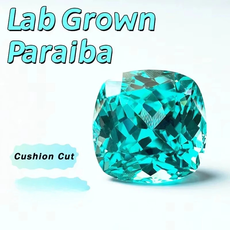 Lab Grown Paraiba Cushion Cut Gemstone for DIY Advanced Jewelry Making Inlay Ring Necklace Bracelet Selectable Certificate