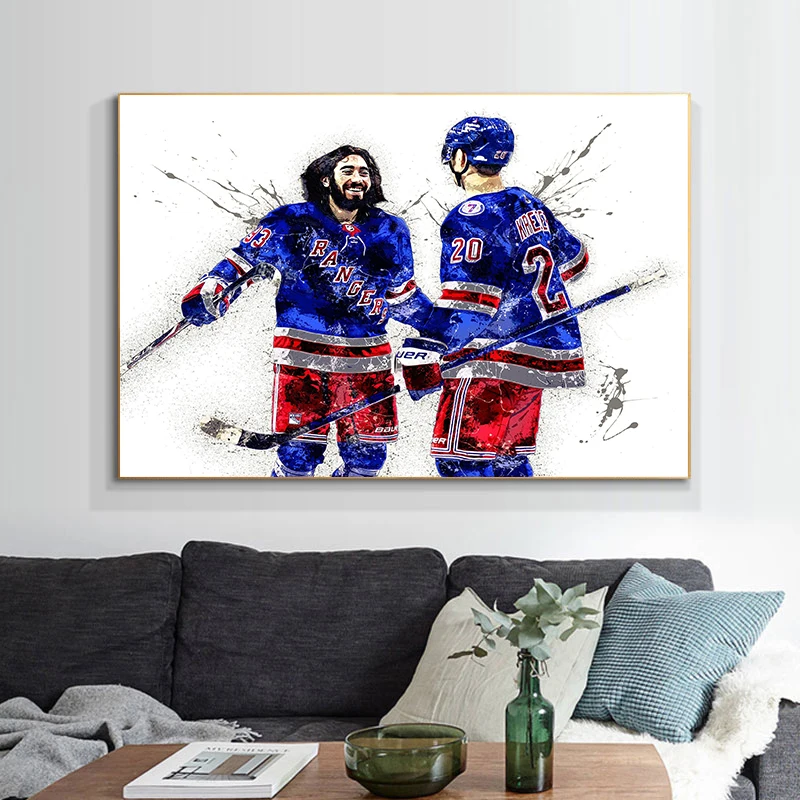 Watercolor Ice Hockey Athlete Portraits Posters and Prints Sport Canvas Painting Wall Art Pictures for Living Room Decor