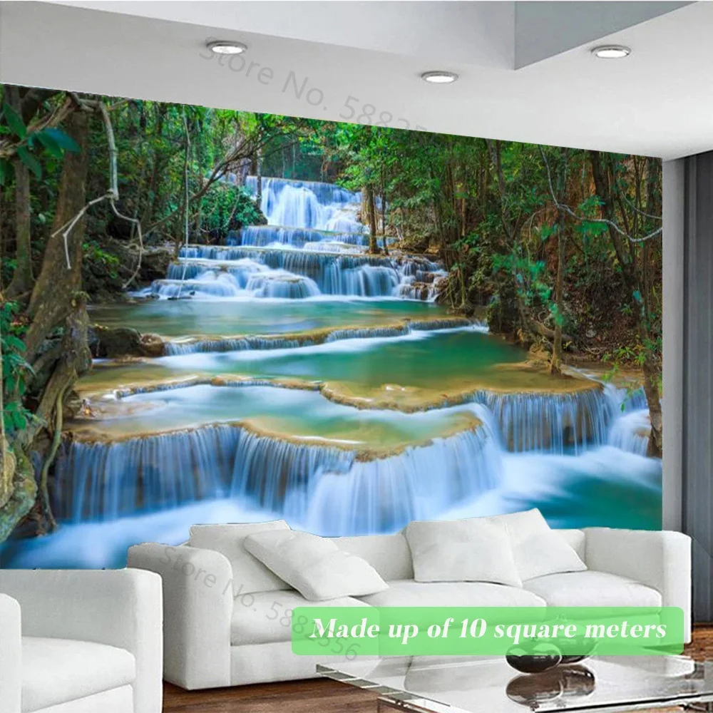 Papel tapiz personalizado 3D con cascada, paisaje natural, pintura de pared para sala de estar, TV, sofá, dormitorio, estudio, decoración del hogar