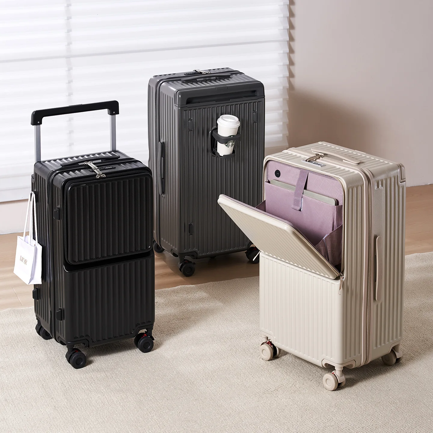 กระเป๋าเดินทางแบบมีล้อลาก ขนาด - Front Opening Laptop Luggage 24 Inch บทวิจารณ์และราคา