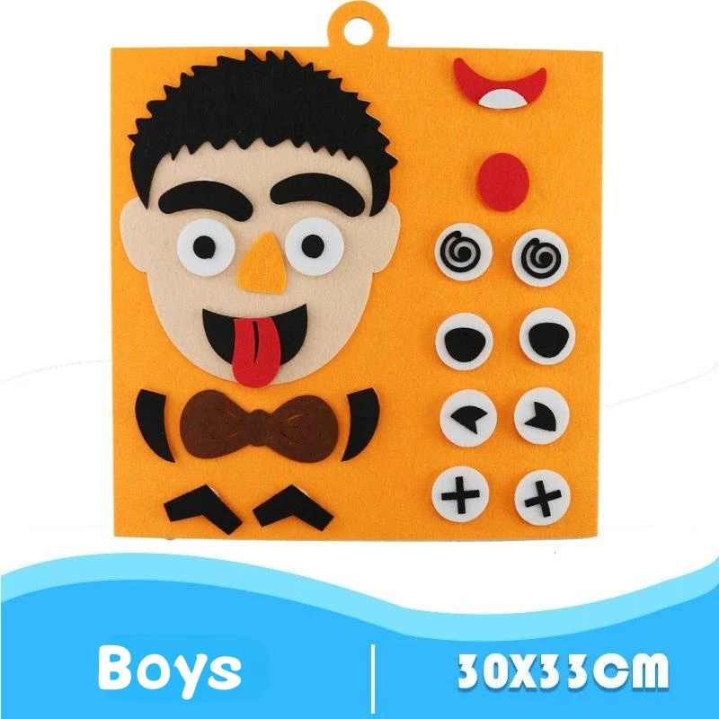 30CM*30CM DIY Craft Toy Emotional Change Puzzle Funny Game Creative Facial Expression Kids Learning Toddler Educational Toys