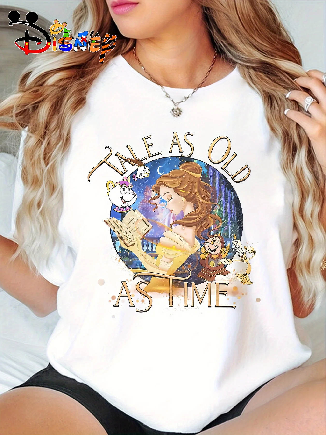 

Футболка Disney «Красавица и чудовище», мужские и женские хлопковые уличные футболки с рисунком, винтажная одежда