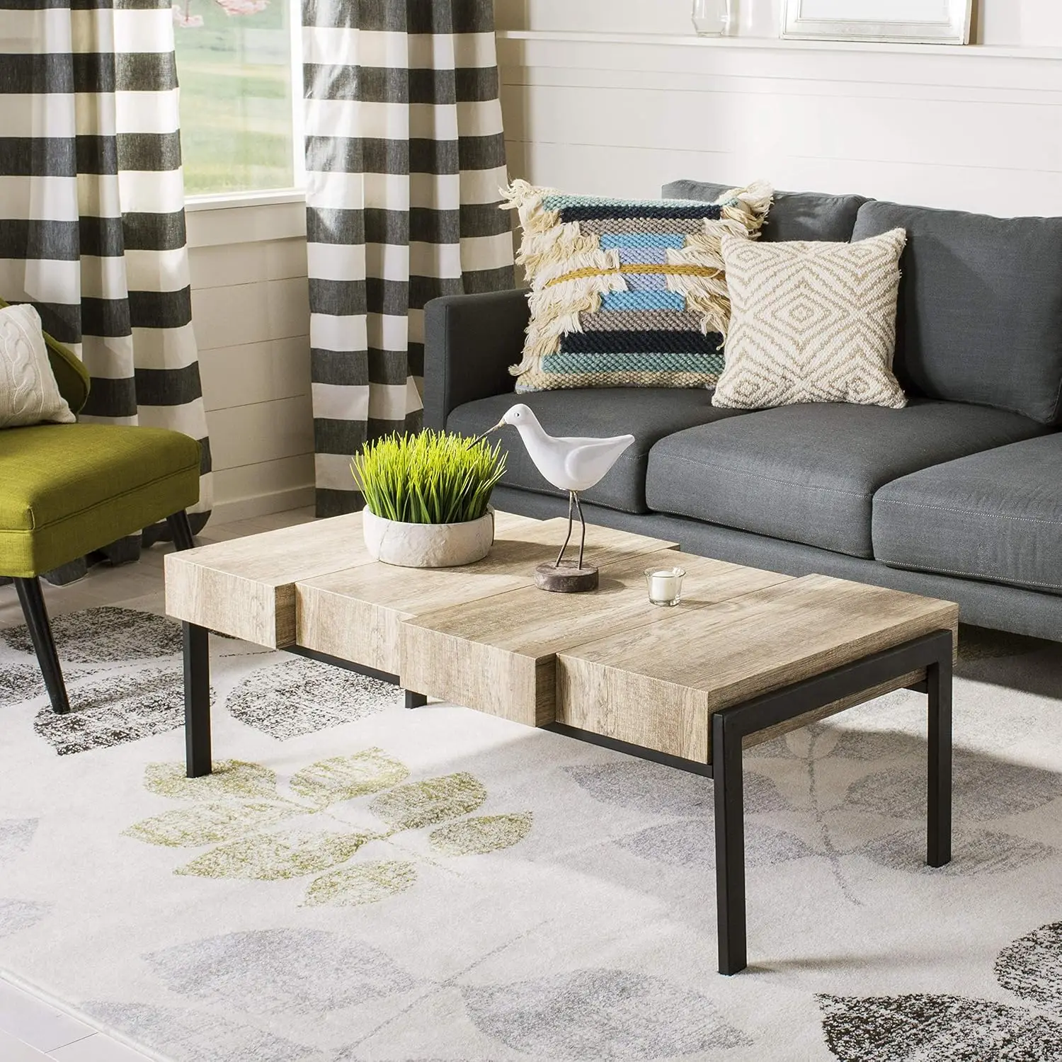 

Grey and Black Rectangular Contemporary Rustic Coffee Table