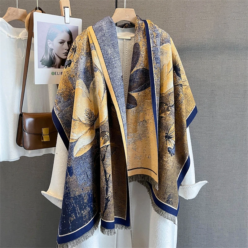 

New Winter Shawl Scarves Wrap 2025 Design Cashmere Scarf Women Warm Fashion Pashmina Femal Poncho Neckerchief Echarpe Bandana