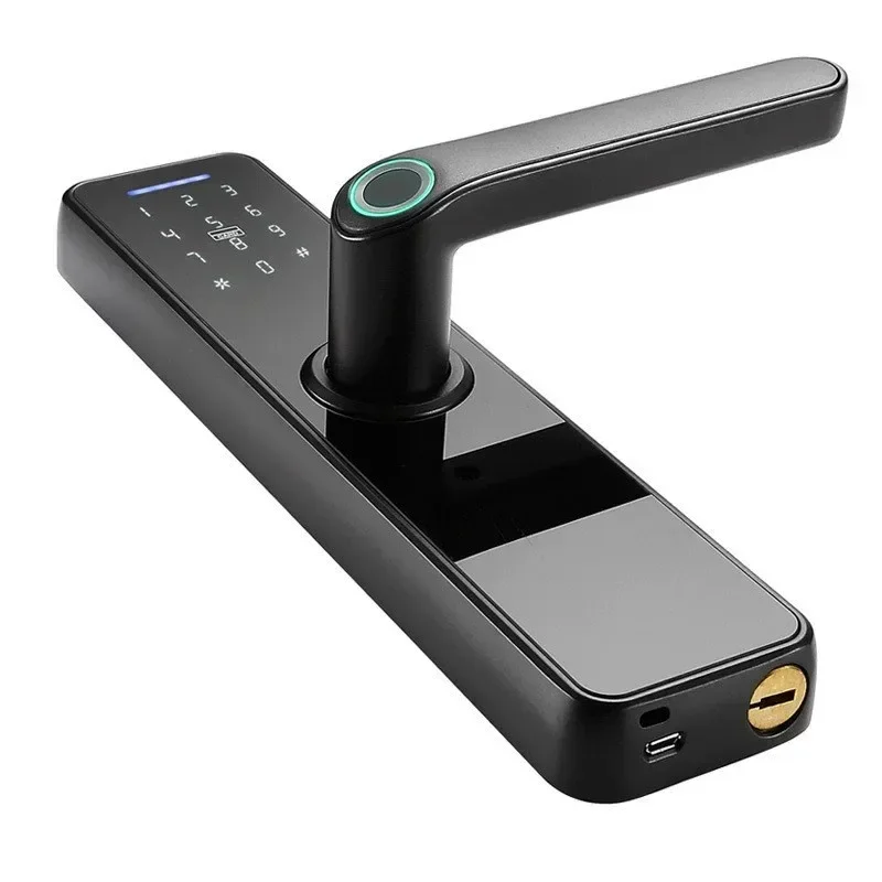 Indoor wooden door fingerprint Smart door can be opened with one grip Apartment bedroom door