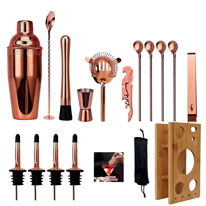 17 Piece Bar Accessories Home Bars Cocktail Shaker Set for Drinks Martini Mojito Kit Bartender Barware Tool Mini Alcohol Bar