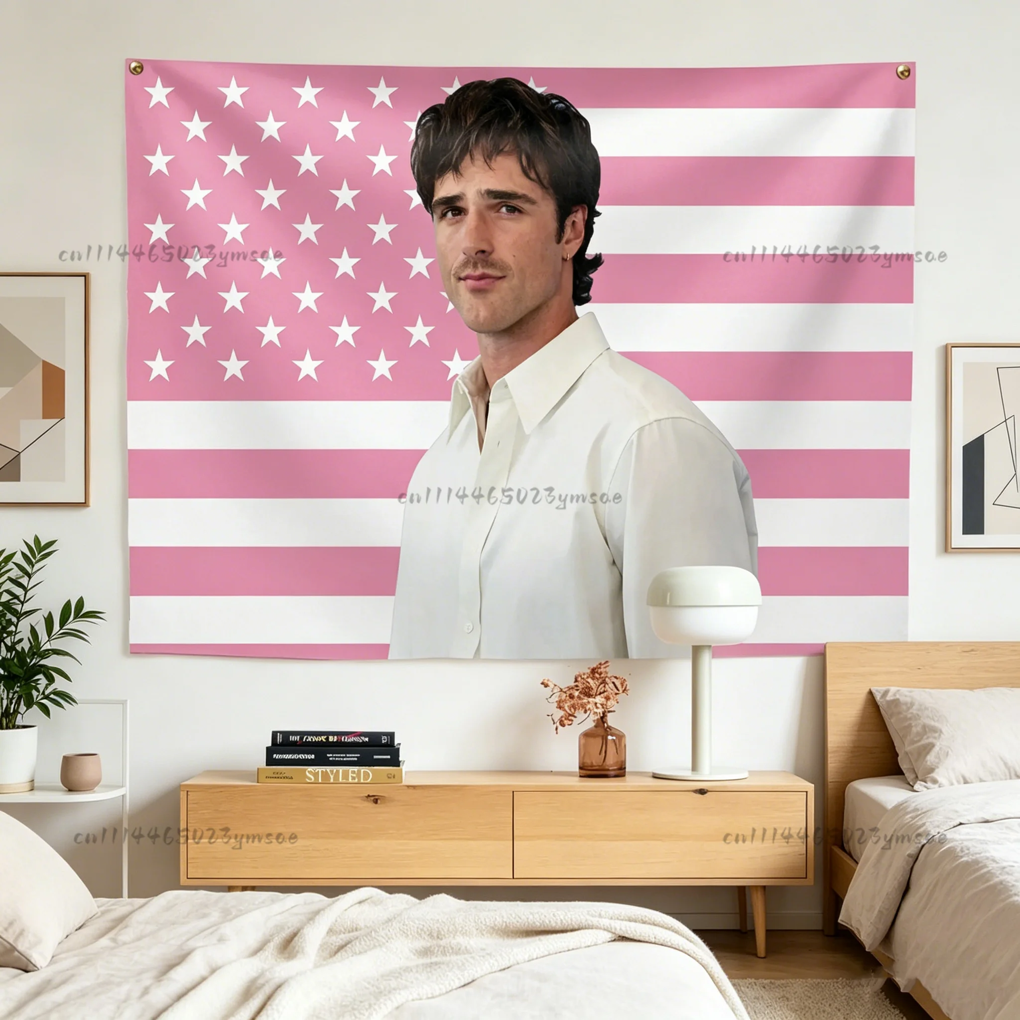 Poster Tapestries Jacob Elordi Pink Flag Tapestry Hot Guy Aesthetic Teen Girls Bedroom Decor Banner Fans Gifts Background Cloth