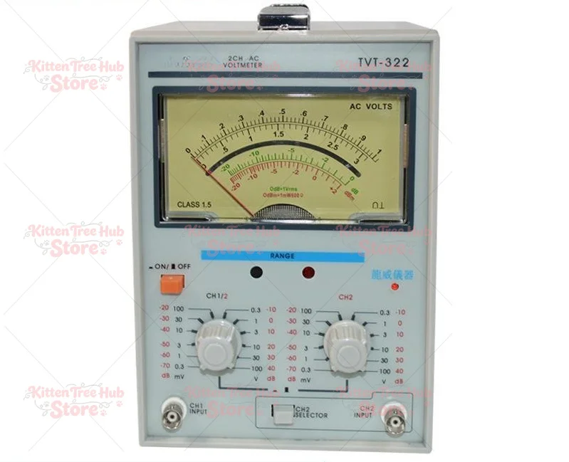 TVT-322 AC Single-pointer Double-pointer Millivoltmeter High-precision Dual-channel Voltmeter 50/60HZ