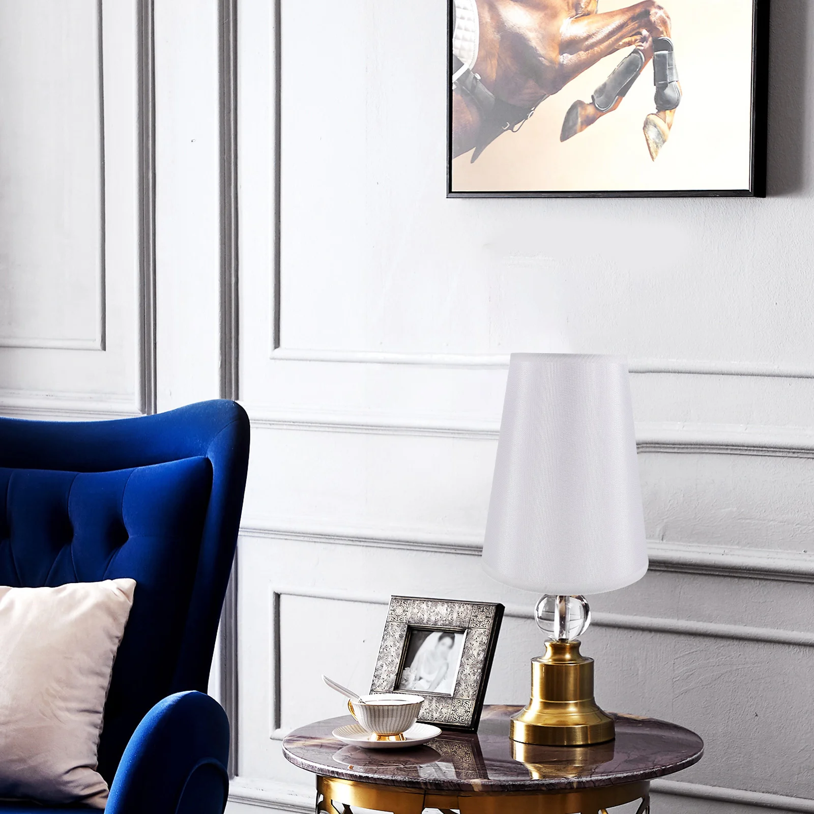 

Semi-Circular Table Lamp Shade Lightweight Small Lampshade Decorative Eye Protection for Bedroom Living Room Desk Lamp