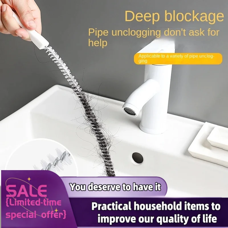 1Pcs Pipe Unclogging Brush Shower Tub Drain Hair Catcher Long Cleaner For Cleaning Sewer Pipes Bathroom Products Household Home