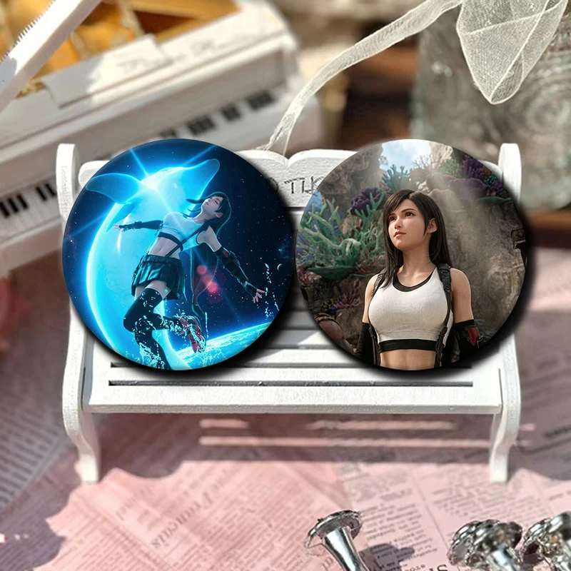 Anime Girl Figure Tifa Lockhart Soft Button Pin FF VII Character Final Fantasy Brooch Badge Bag Decor Accessories Gamer Collect