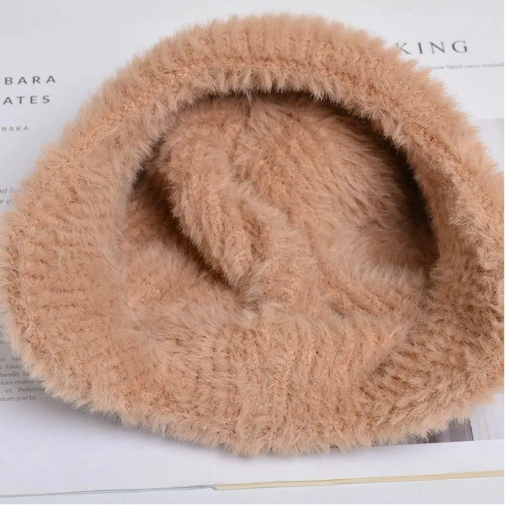 Miękka, gruba czapka z dzianiny, utrzymująca ciepło, jednokolorowa czapka z nausznikami, jesienno-zimowa czapka damska.