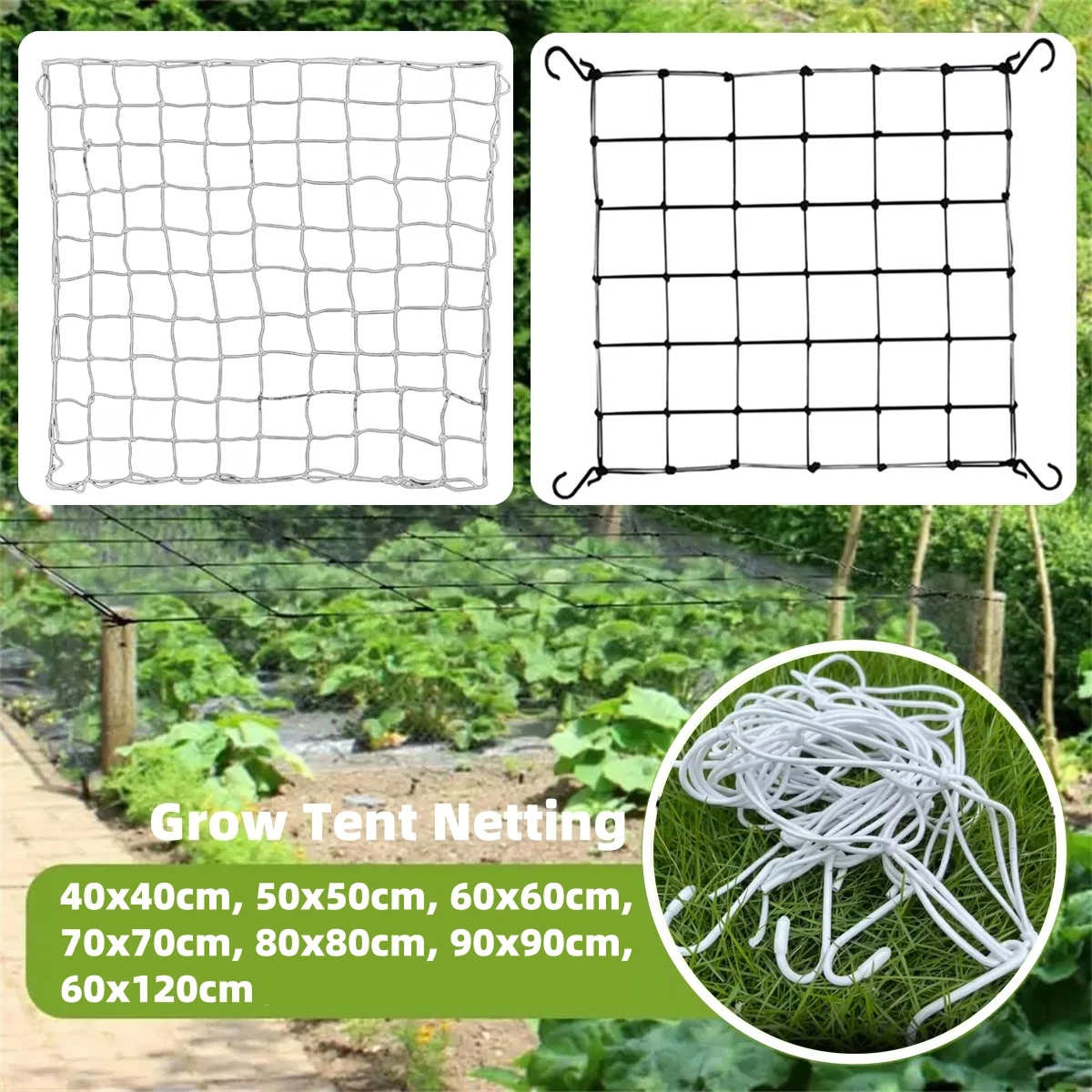 1Pc Plant Tent Branch Pressing Net Uniform Light Receiving Net Elastic Garden Flower Vegetable Grow Tent Trellis Netting 7 Sizes