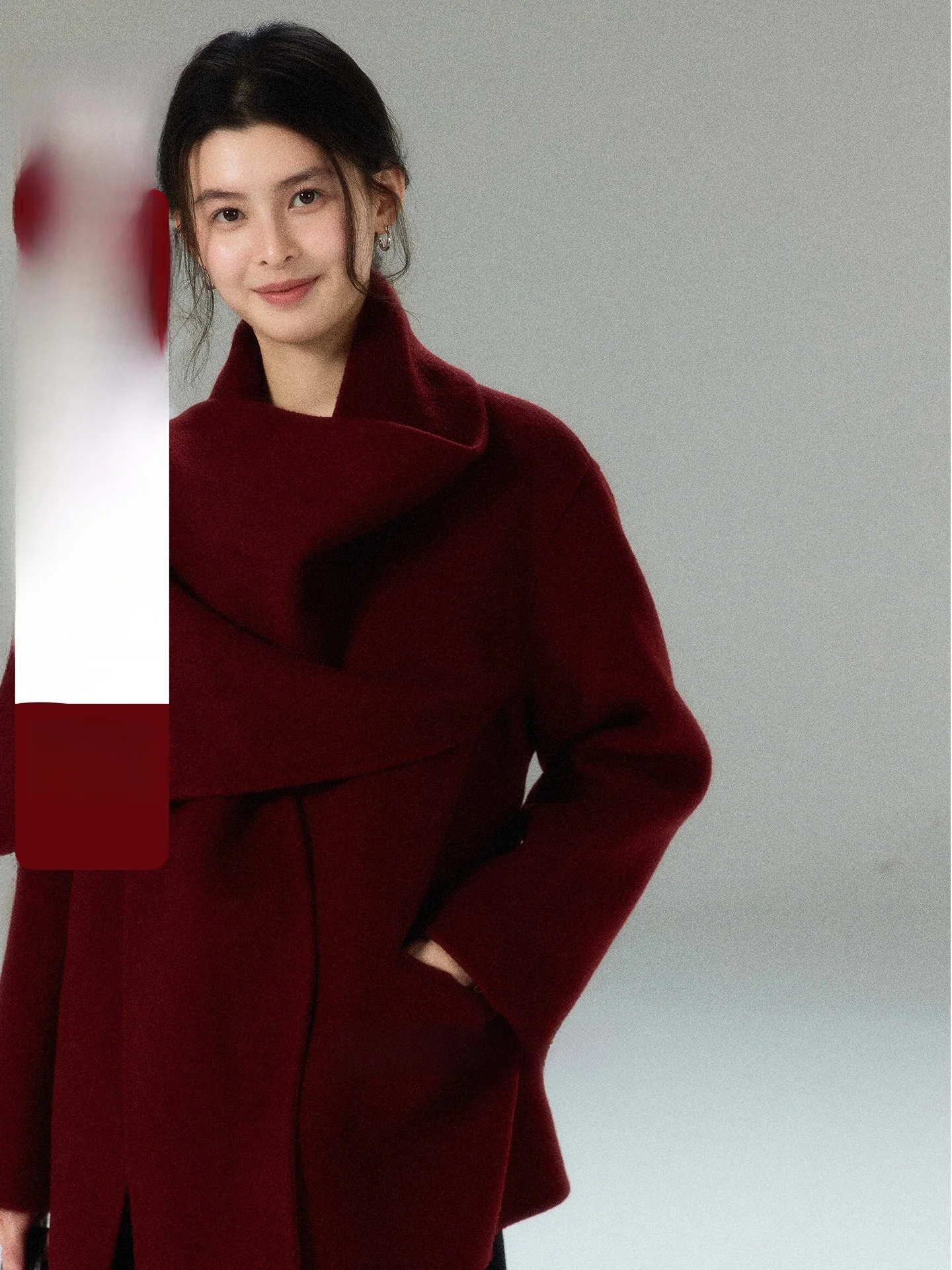 

Пальто женское Eryang Design из утолщенной шерсти, осенне-зимнее, красное, в стиле ретро, с длинными рукавами