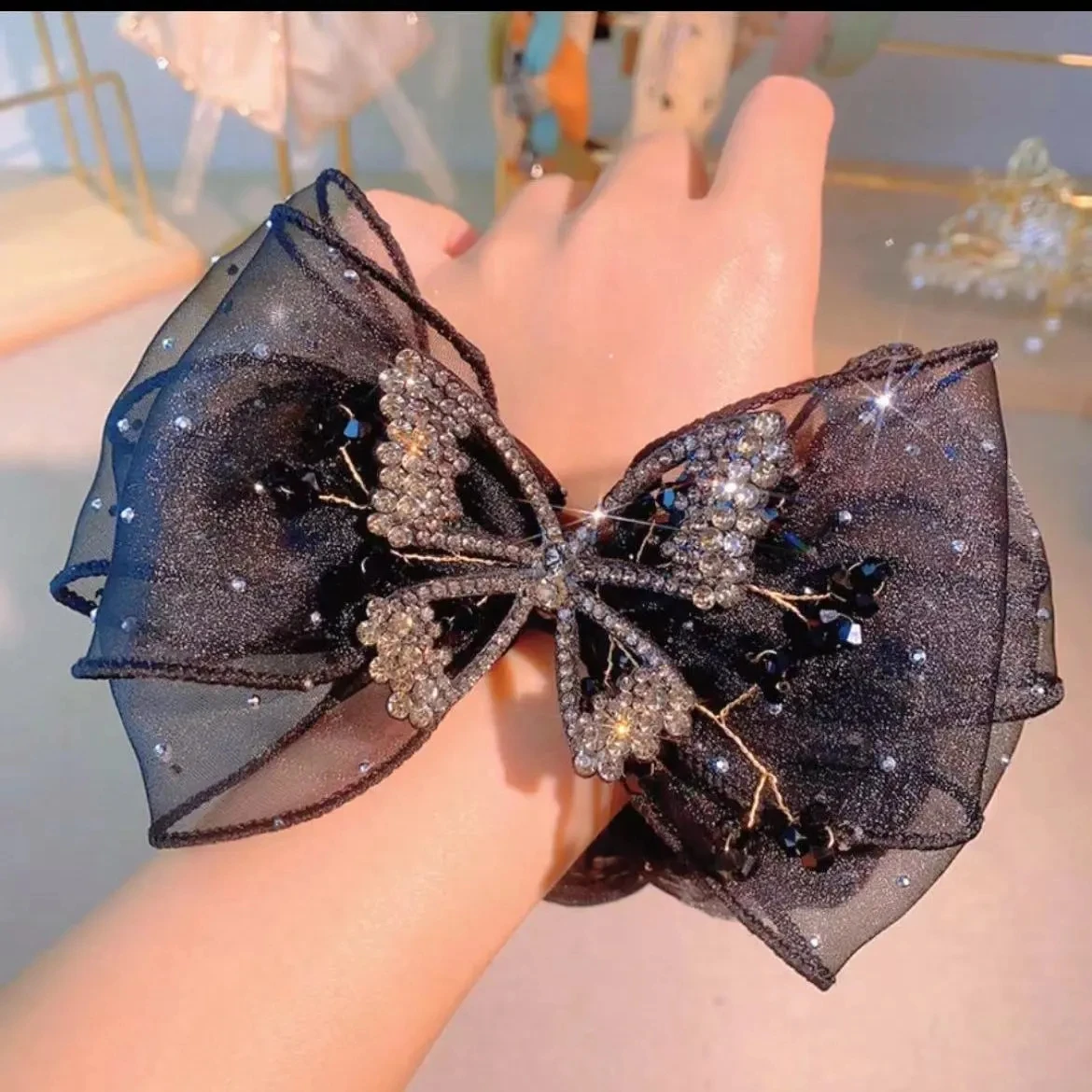 

Fashion New Spring Clip Bows Rhinestone Hair Clips Luxury Headdress High-end Hairpin Headwear for Girls