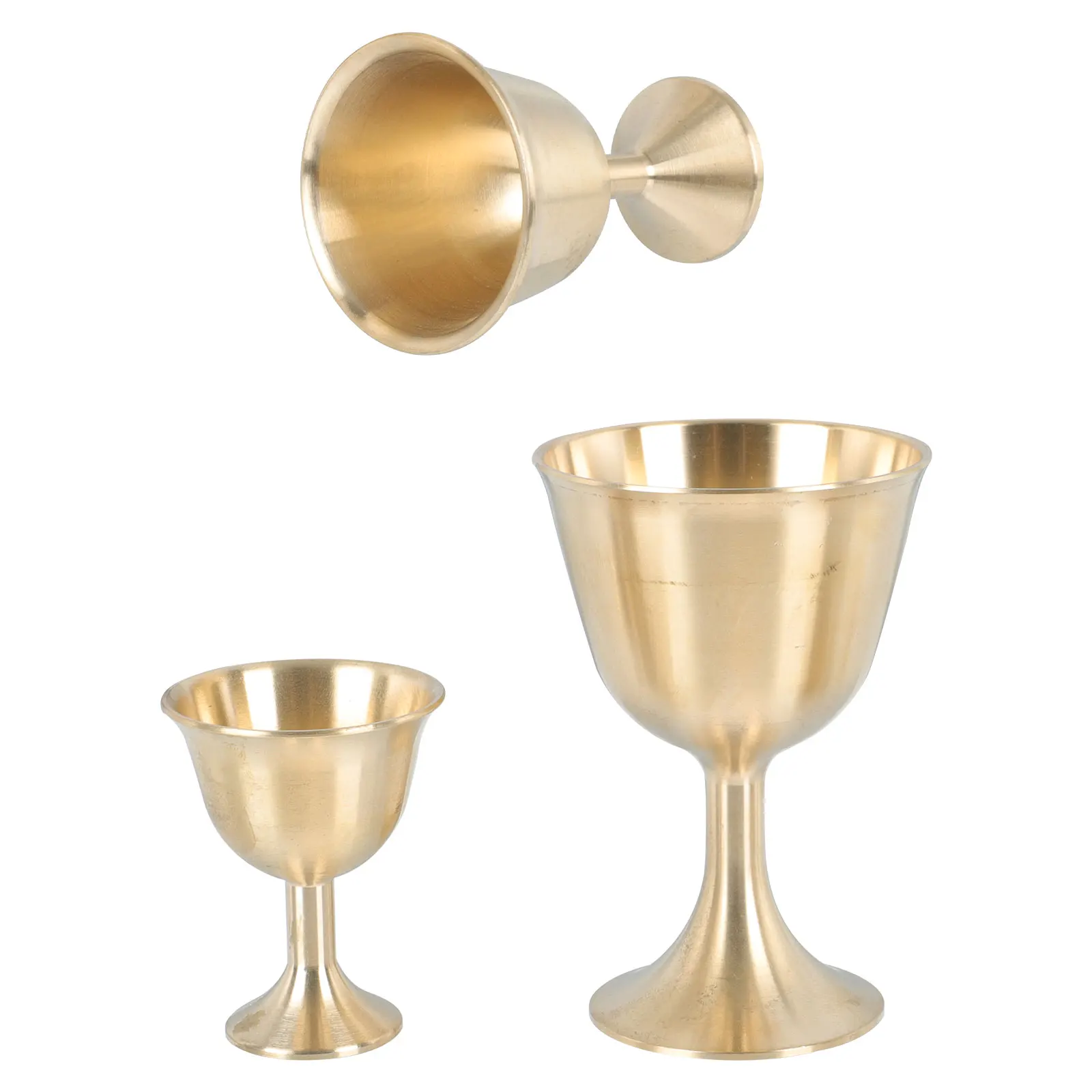 

Brass Glass Cup 3 Pcs Copper Retro Style Decorative Temple Offerings Holy Royal Wedding