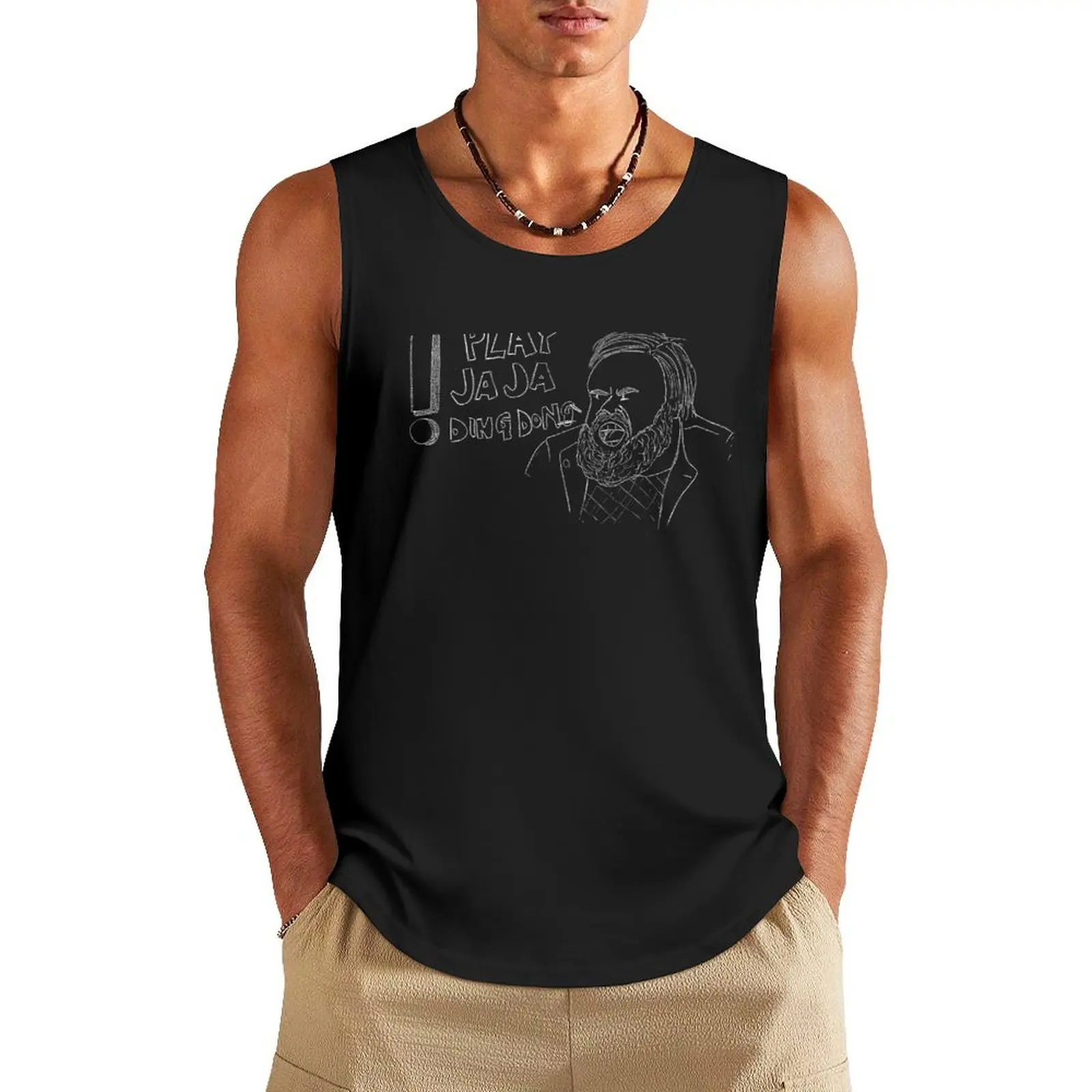 

Jaja Ding Dong Guy - Chalk White Tank Top Gym t-shirt man Muscle fit sleeveless