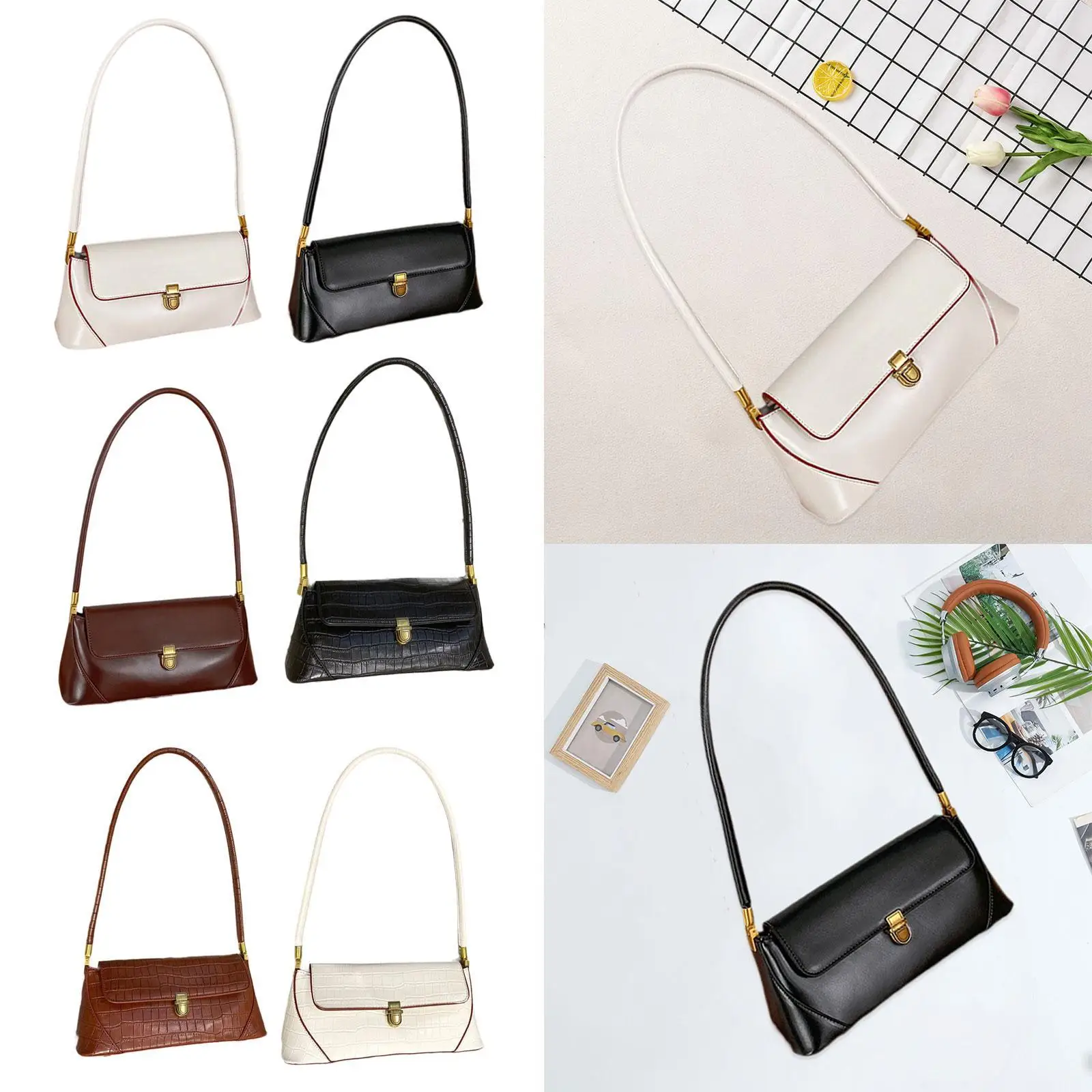 

Womens PU Leather Underarm Bag Armpit Bag Fashion Portable Ladies Shoulder Purse for Leisure Holiday Dating Travel Commuting