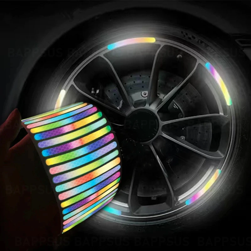 

Car Wheel Hub Reflective Strips Tire Rim Colorful Sticker Night Driving Warning Decoration Fluorescence Safety Reflective Tape