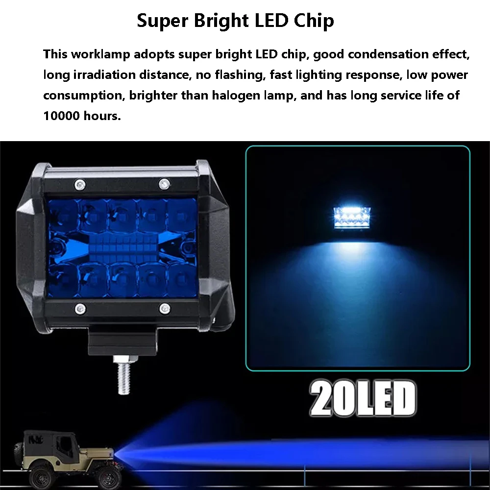 Pair 4" Car LED Worklights Floodlight Highlight Waterproof SUV For Offroad ATV UTV Truck Tractor LED Auto Work Light Bar