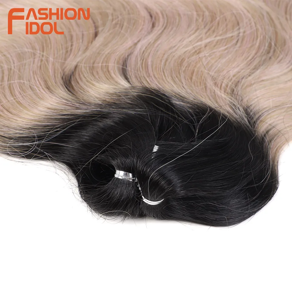 FASHION IDOL Body Wave Crochet Hair 24 pollici Soft Long capelli sintetici trecce estensioni coda di cavallo Ombre Blue Green Hair Extensions