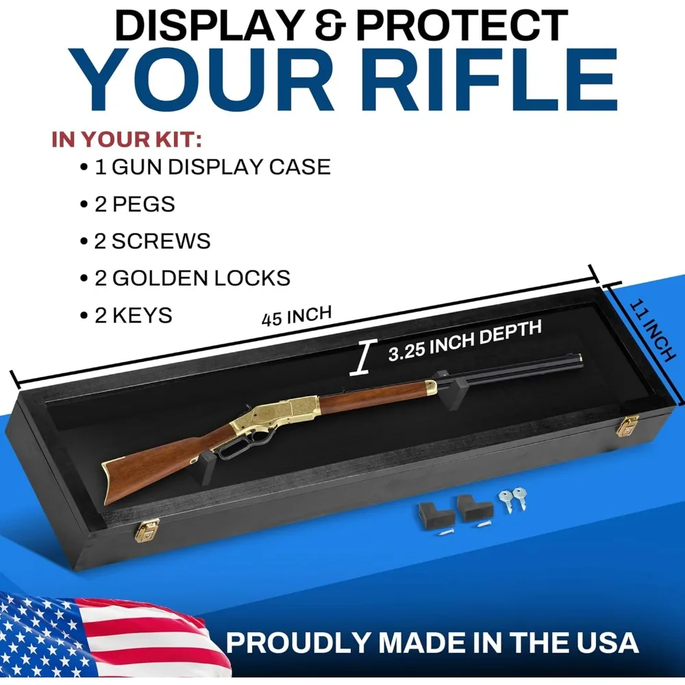 خزانة عرض آمنة للبندقية والبندقية مع حامل جداري للأسلحة النارية والسيوف