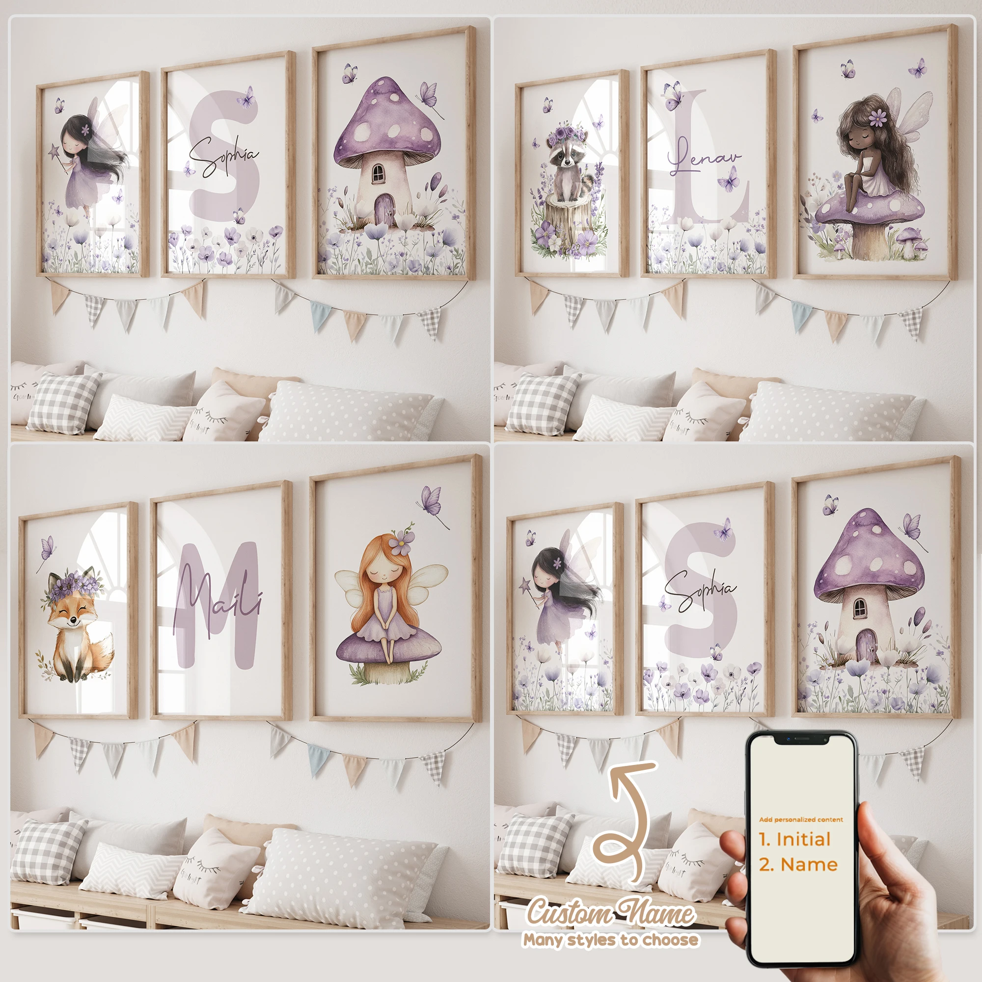 3 قطعة اسم مخصص شخصية الكرتون الطفل قزم جدار الفن طباعة صورة قماش المشارك اللوحة لغرفة المعيشة ديكور المنزل #1