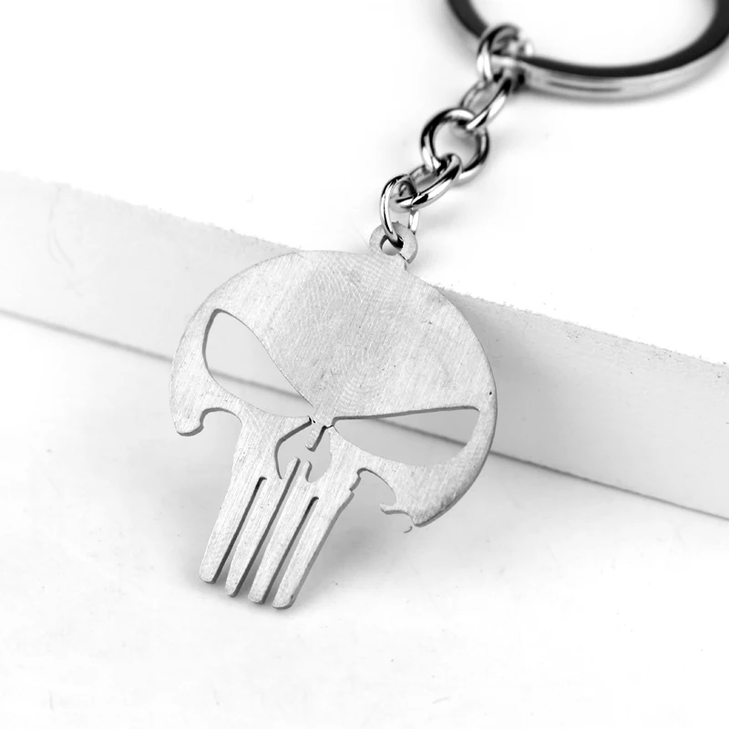 Movie Punisher Keychain Skull Jewelry Classic Retro Simple Backpack Pendant Accessories Keyring Gift Souvenir