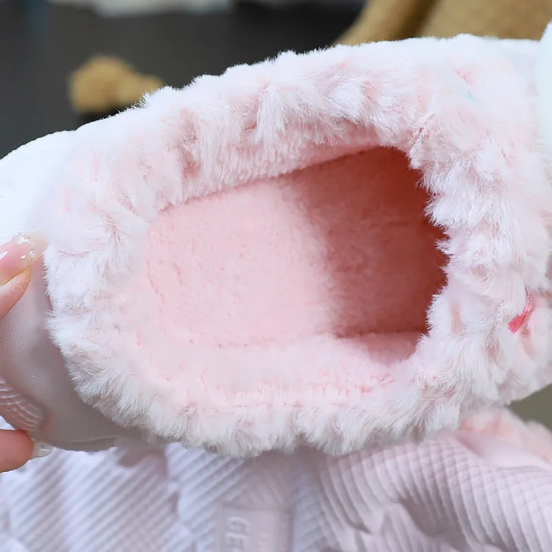 Winter Warm White Cloud Slippers Home Woman High Heels 5cm Thick Bottom Fur Slides Non-slip Ladies Warm Half Wrap Indoor Shoes - Image 6