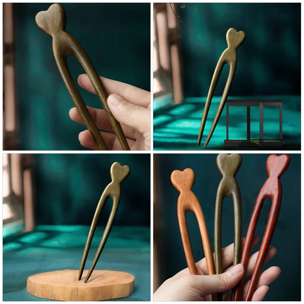 

Деревянная палочка, винтажная U-образная вилка для густых длинных волос, заколки для булочек, французские аксессуары для волос, декоративные шиньоны