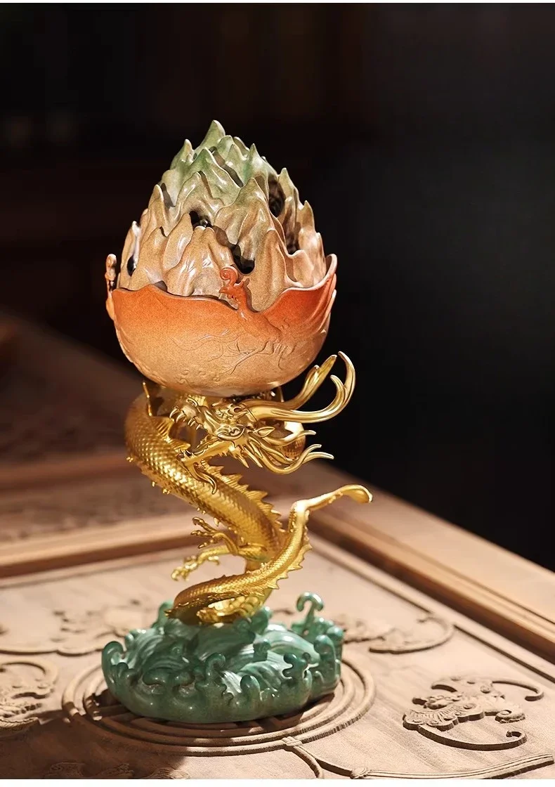 Dragon-shaped Boshan incense burner indoor living room large aroma diffuser sandalwood tea ceremony high-end ornaments