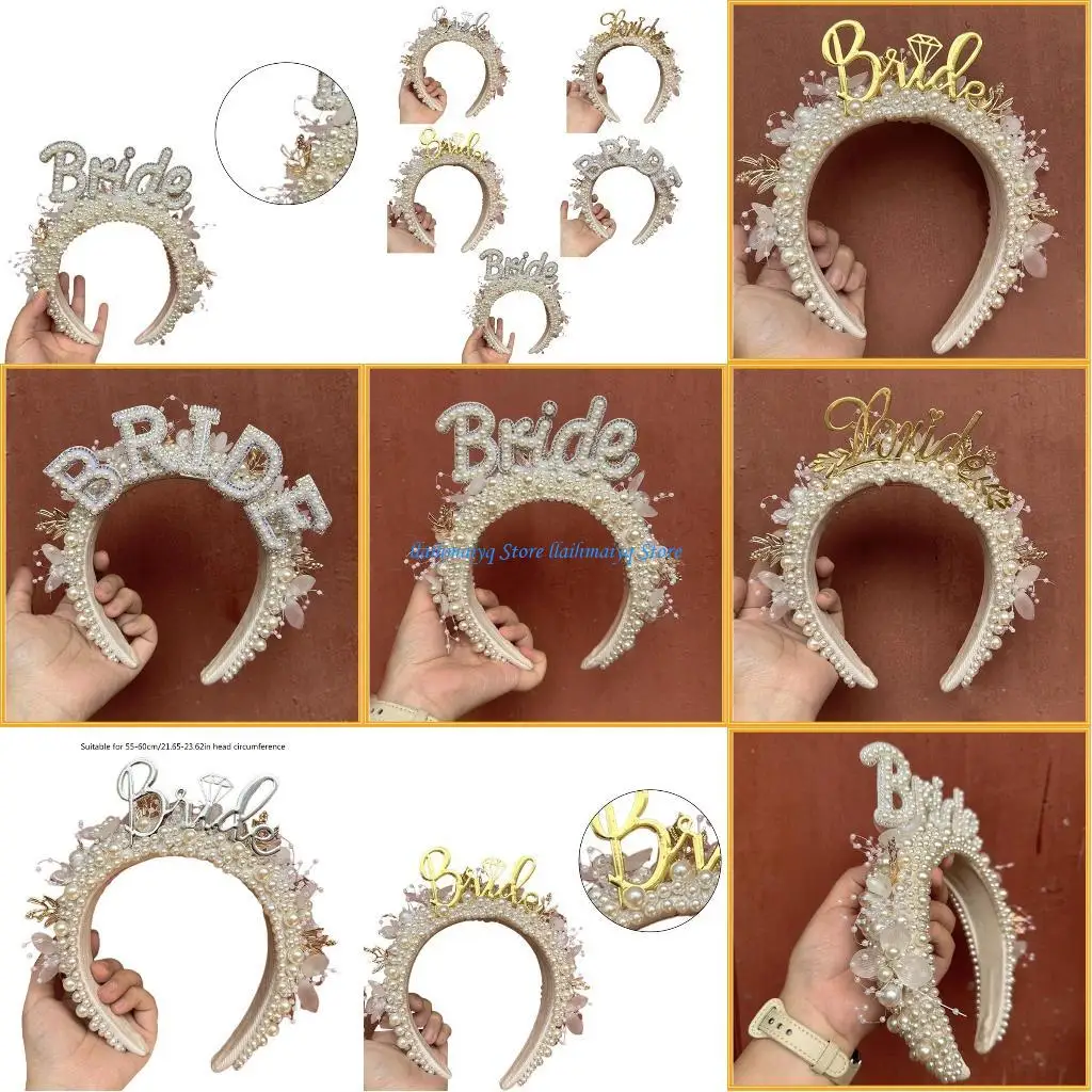 

573B Eye Catching 3D Letter Bride Headwear Hairband Wedding Party Headwear Engagement Dinner Hair Hoop Headbands for Women