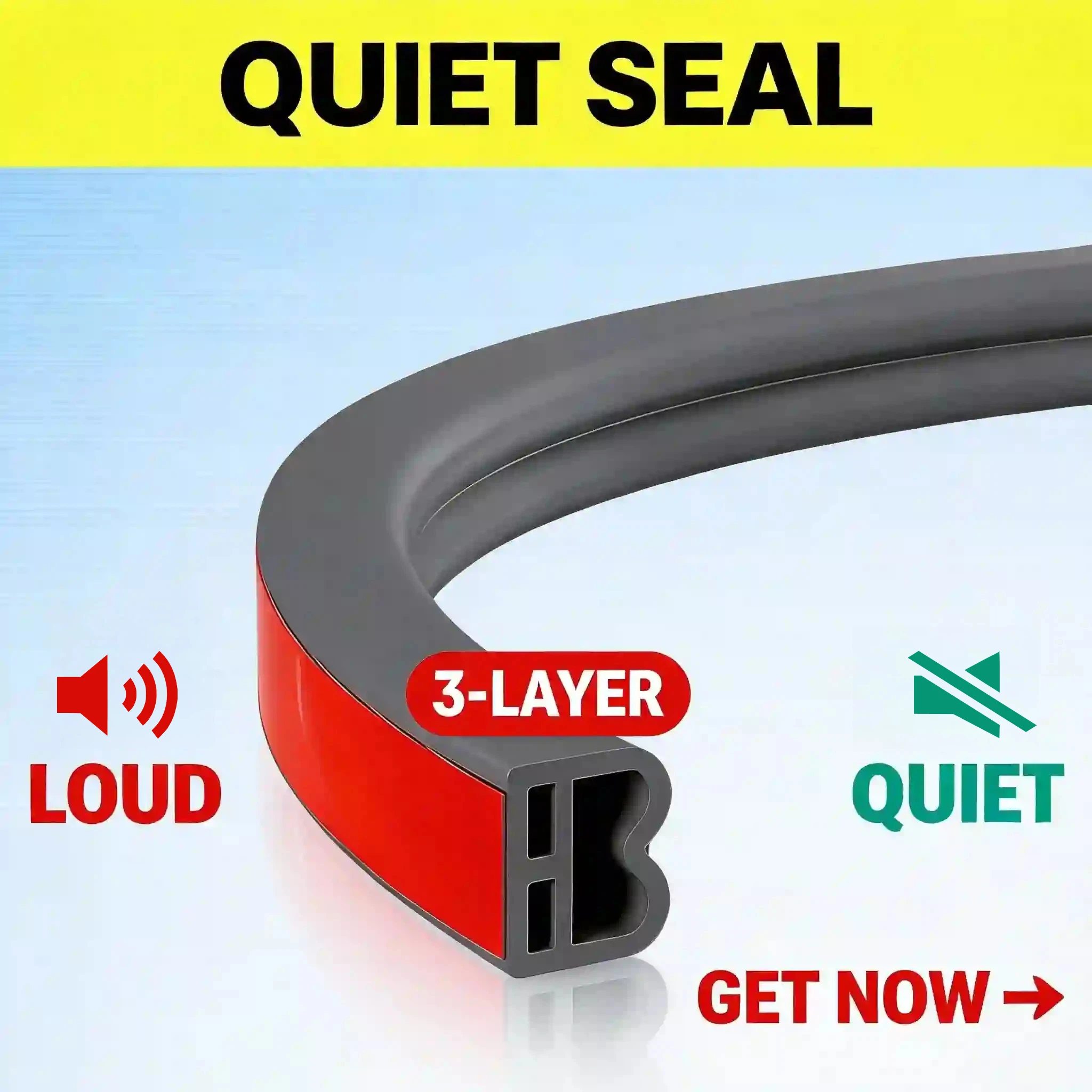 

QUIET SEAL 3-Layer Door & Window Seal Strip | Noise Blocking Dust Wind Rain Proof Strong Adhesive for Home Office