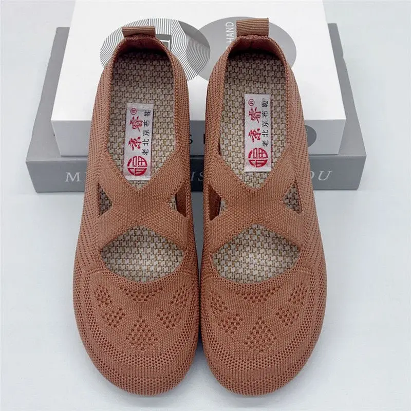 Summer Cheap Mesh Loafers Soft Soled Cross Mary Janes Shoes Lady Ladies Ballet Dance Flats Non-slip Granny Shoes