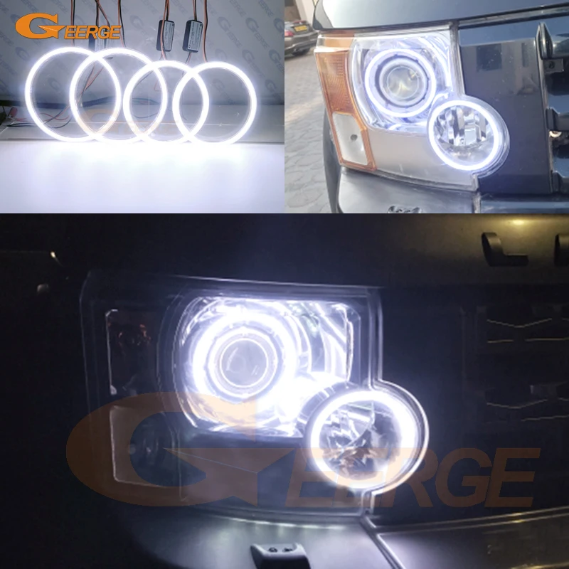 

For Land Rover Discovery 3 LR3 Mk3 2004 - 2009 Xenon Headlight Day Light Refit Ultra Bright COB Led Angel Eyes Kit Halo Rings