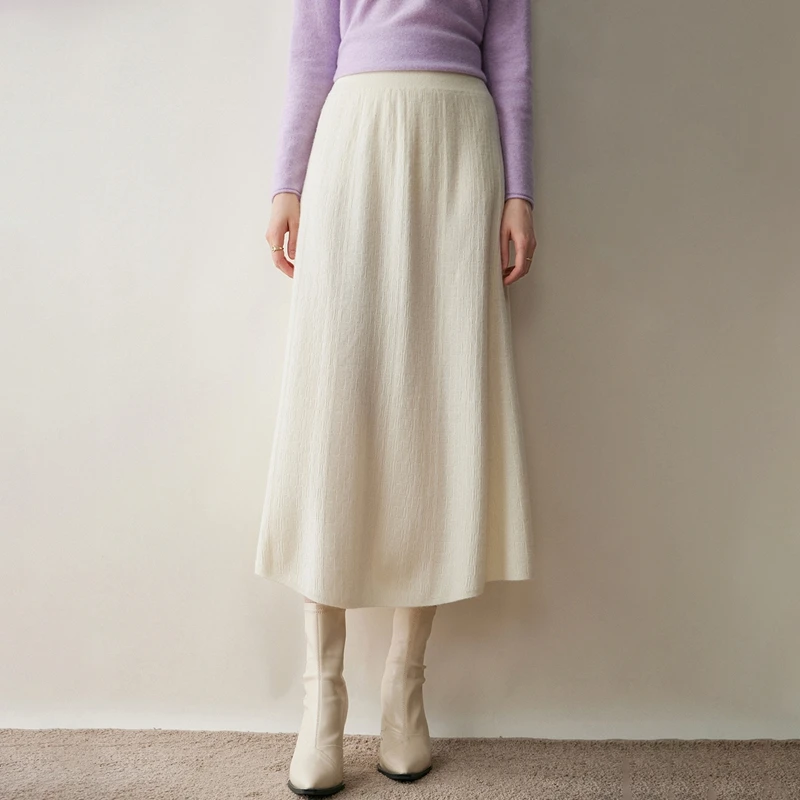 

Choice New 100% Cashmere Skirt Women Long Skirt Autumn Winter Office Lady Soft Cashmere A Line Skirt Simple Grace Cashmere Dress