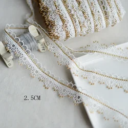 2Yards/lot White Black Gold Embroidered Lace Trim Ribbons Fabric DIY Sewing Handmade Craft Materials Garment Clothes Accessories