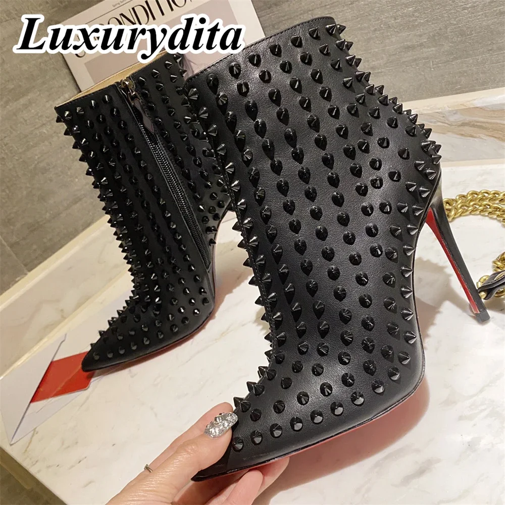 

Top Quality Womens High Heel Boots Luxury Fashion Women Ankle Boots Designer Red heel leather sole over the knee boots 0870